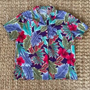 Hilo Hattie Women’s XL Aloha Shirt Made in Hawaii Cotton Coconut Buttons